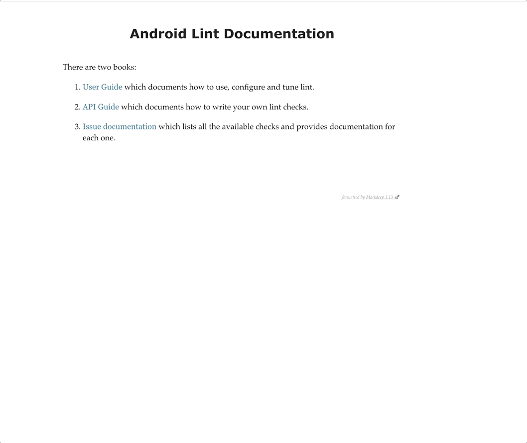 Lint Issue Index