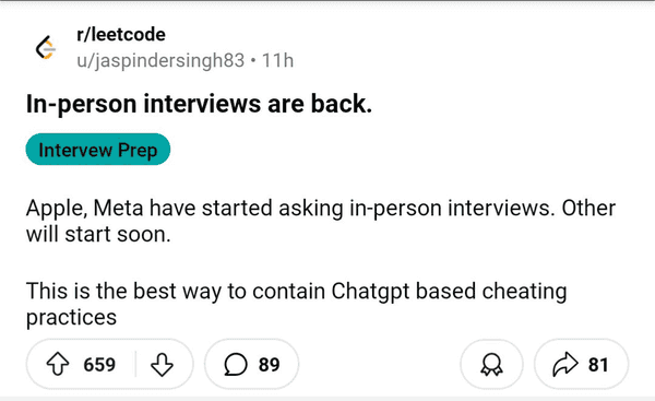 Meta & Apple call candidates for inperson interviews