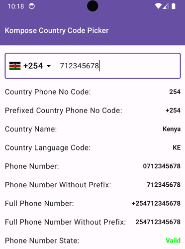 Kompose Country Code Picker